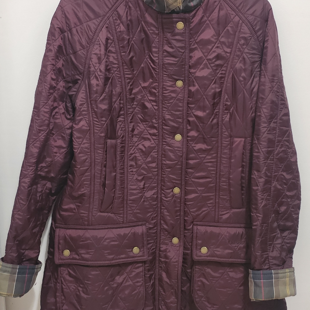 Barbour Beadnell Aubergine, Wine Color, Utility, Quilted Women's Jacket, Size 10